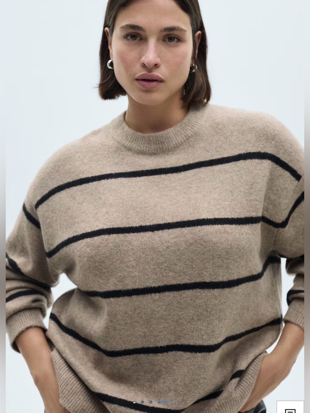 Mango Brand Crewneck Sweater with Black Stripes Sz XS